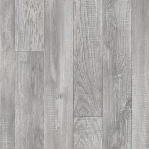 VINYL FLOORING UK Grey Modern Wood Effect Anti-Slip Vinyl Flooring for Kitchen, Bathroom, & Living Room, 2.8mm Thick Cushion Backed Vinyl Sheet, 15 Years Warranty-2 X 3 mt