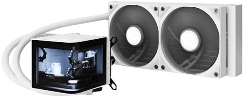 TRYX Panorama 240 Weiß | 240mm AIO mit 6,5 AMOLED Display für anamorphe 3D-Effekte, Asetek 8. Gen Pumpe, 280W TDP, ROTA PRO 120mm Lüfter - CPU-Kühler für LGA 1851/1700/1200/115X AM5/AM4