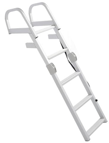 Boat Folding Ladder 5 Step Anti Slip Rustproof Sturdy Pontoon Boat Ladder Aluminum Marine Pontoon Ladder For Yachts Ships Swimming Pools