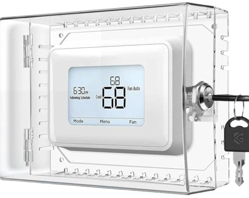 Zwfjcmsa Large Thermostat Lock Box Cover with Key for, Clear Thermostat Cover Fits Thermostats 5H X 6inch W or Smaller