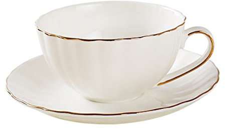 Zerodeko 1juego Tazas De Café De Porcelana De Hueso Blanca Platillo y Diseño Incrustado Para Café y Té Casa