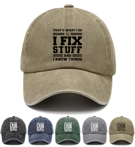 Yutdeng Cappello Baseball Uomo Donna Cotone Estivo con Visiera Cappellino Regolabile I Fix Stuff Stampa Personalizzata Taglia Unica Berretto Snapback Hip-Hop Trucker Hat Cappelli,Cachi