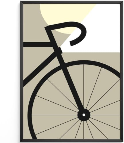 MJ-GRAPHICS® Poster Fahrrad Bilder Vintage Fahrrad Deko Bike Bilder für Küche Erdton Wohnzimmer Flur Bauhaus Stil Büro Wandkunst Modern Fahrradfahrer Geschenk Fahrrad Wanddeko Retro A3 – Ohne Rahmen