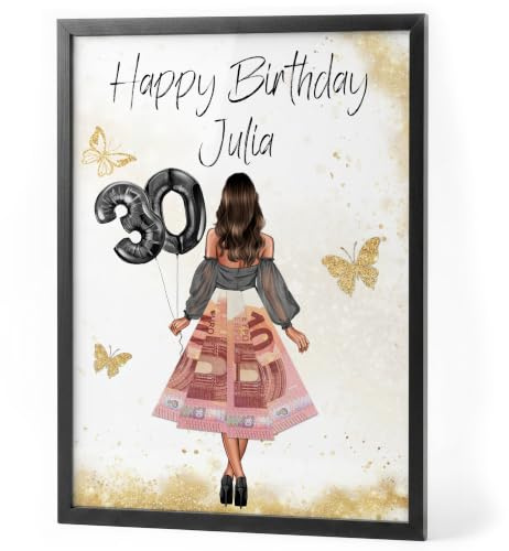 Papierschmiede® Geldgeschenk zum 30. Geburtstag | Look Änderbar! | 30 Jahre Bild mit Rahmen Geburtstagsgeschenk Beste Freundin 30. Geburtstag | Geschenk für Frau | Mädchen Geschenke | Jahrgang 1995