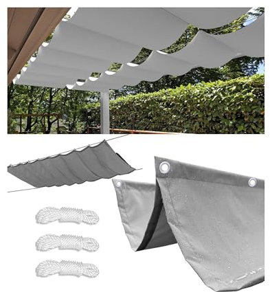 Einziehbares Welle Sonnensegel 0.8x4M Nach Maß Pergola Markise Verstellbar Terrasse Schattenabdeckung UV-Schutz Reißfest Wasserdicht Sonnenschutz Segeltuch für Outdoor Garten Balkon Hellgrau