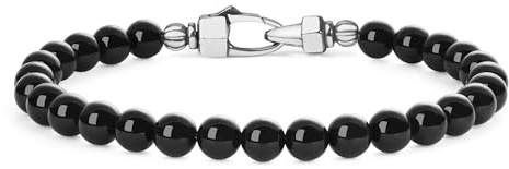 COAI Pulsera para Hombre de Piedras Naturales, Pulsera de Turmalina Negra para Hombre M