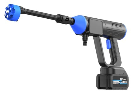 Idropulitrice a Batteria, Idropulitrice Portatile, Con Ugello 6 in 1, 21V,Tubo Da 10M, Serbatoio in Schiuma, Lavatrice Senza Fili Per Auto, Giardino, Terrazza, Prato E Irrigazione (48HV)