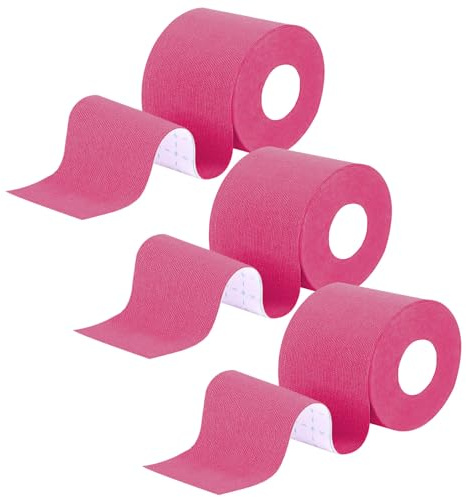 MOTIBACK Kinesiotapes 3 Rollen, Kinesiologie Tape (5m×5cm), Physio Tape für Schulter, Rücken, Knie, Muskel, Ellenbogen und Nacken, Tape Sport, Hautfreundlich, Elastisch & Wasserfest (Rot)