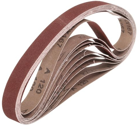 QUARKZMAN 25mm x 762mm Nastri Abrasivi, 10Pz 120 Grana Carta Vetrata per Levigatrice Ossido di Allumina Per Lavorazione Legno, Lucidatura Metalli, Affilatura Coltelli