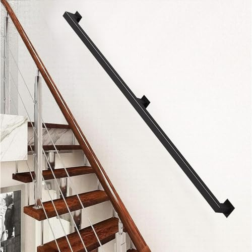 MSHGSKU Corrimano per Scale a Parete - Kit Completo, corrimano per ringhiera per gradini Esterni, ringhiera per Scale in Ferro battuto, Barra di Sicurezza (Dimensioni: 5 piedi/150 cm)