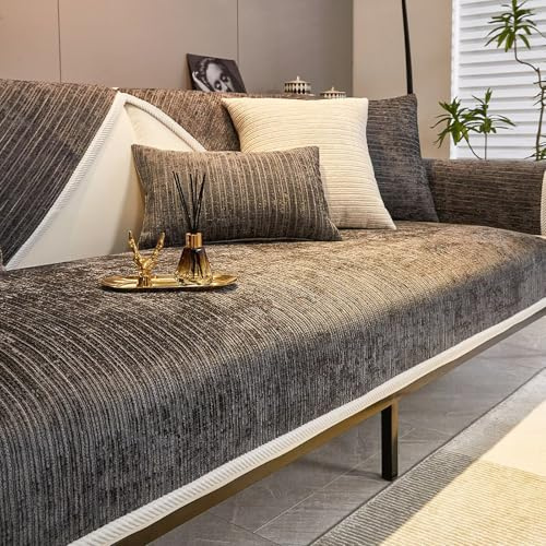 Gluhbirnen Sofa Überzug, Sofadecken Für Sitzfläche, Sofaschoner rutschfest, Sofabezug l Form, Couch Überzug für U Form L Form Sektionssofa für 1 2 3 4 Sitzer Sofa, Dunkelgrau, 70 * 180CM