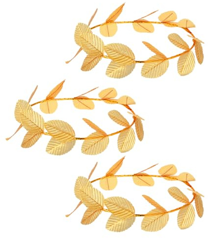 3 Stück Golden Lorbeerkranz Gold Blatt Stirnbänder Römische Blattkrone Römischer Kopfschmuck Griechische Kranz Kronen Römisches Griechischer Kostüm Zubehör Lorbeer für Damen Herren Weihnachten