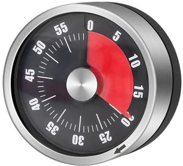 Timer Magnetico da Cucina da 60 Minuti Senza Batterie | Conto alla Rovescia Visivo e Allarme Forte | Timer Ideale in Acciaio per Cucinare, Studiare e come Timers Pomodoŕo, Attacca al Frigorifero