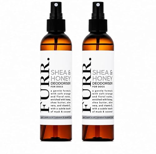 FURR Shea & Honey Dog Deodoriser, Natural Odour Neutraliser with Plant-Based Enzymes, Soothes & Nourishes Skin, Gentle & Vegan-Friendly, (250 ml (Pack of 2))