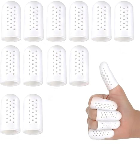 Lot de 12 Protège-Doigts en Gel de Silicone,Protection du Bout des Doigts Après Blessure,Protection du Pouce,pour Déclencher les Doigts, Fissuration des Doigts(Blanc)