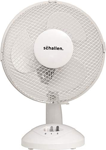 Schallen 9 Inch Desk Top Fan White Oscillating 2 Speed Cooling Air Home Office