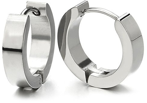 Paar Creolen für Herren Damen, Edelstahl Huggie Ohr Manschette Ohrringe, Fake Piercing, Poliert