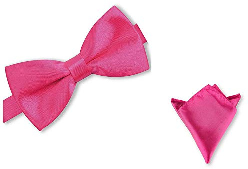 LABEL-CRAVATE Noeud-papillon pré-noué fuchsia pour homme, rose-fushia et pochette costume, finitions main