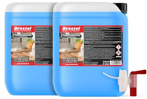 Limpiador de suelo Fresh Orange 2 x 5 litros, limpiador concentrado con agradable aroma a naranja para azulejos, laminado, parqué, piedra, PVC, linóleo, etc.