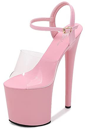 Damen High Heels 20Cm High Heels Sexy Stripperin Bühnenperformance Pole Dance High Heels Nachtclub Partytanz High Heels Plus Size Unisex,Rosa,36 EU