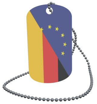 U24 Dog Tag Erkennungsmarke ID Tag an Kette Flagge Europa-Deutschland Alu 30 x 50 mm