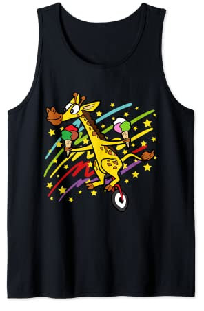 Einrad Fahrrad Giraffe Tiere Lustig Niedlich Tank Top