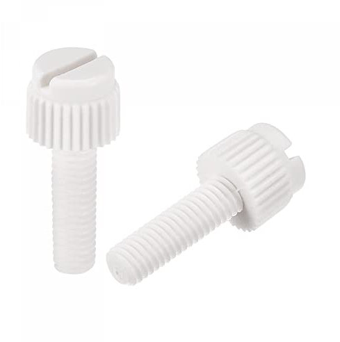 sourcing map Kunststoff-Maschinenschrauben, M5 x 16 mm, PP, geschlitzt, gerändelt, Befestigungsschrauben für Elektronik, Kommunikation, weiß, 50 Stück