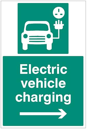 Electric vehicle charging point - right arrow (semi rigid pvc safety sign)