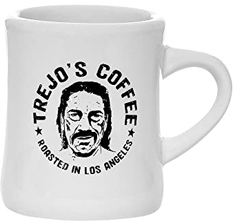 Trejo’s Coffee Classic Ceramic Diner Mug - 12oz Vintage Heavy-Duty White Cup - Thick & Chip-Resistant - Vintage Los Angeles Retro Design - Microwave and Dishwasher Safe - Best Gift for Home & Office