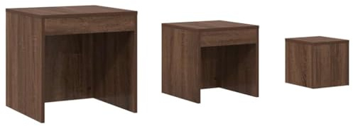 vidaXL Satztisch 3 STK., Satz Couchtisch für Wohnzimmer Schlafzimmer, Beistelltisch mit viel Platz, Sofatisch Nachttisch, Braun Eichen-Optik Holzwerkstoff