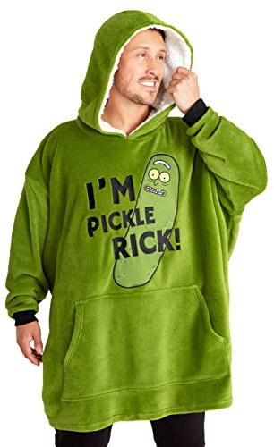 Rick y Morty Sudadera Hombre - Sudadera Manta con Capucha de Forro Polar, Talla Única, Oversize - Regalos para Hombre (Verde)