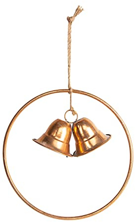 Türkranz Weihnachten Ø 38 cm – Metallring in Gold mit Glocken – Kranz zum Dekorieren im Herbst & Winter – Logbuch-Verlag