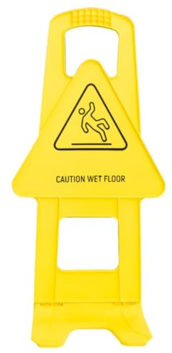 Segnale per pavimento bagnato con cautela – giallo | Libera installazione e facile da leggere in plastica | Cartello portatile per pulizia in progress per ristoranti e aziende