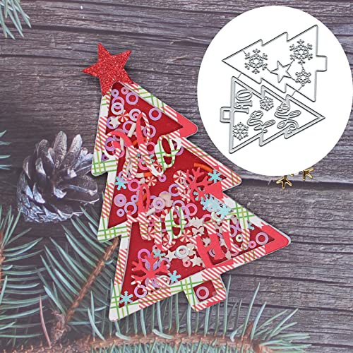 2 Stück Weihnachtsbaum-Streuer, Metall-Stanzformen, Weihnachtsbaum, Schneeflocke, Stern, Buchstaben, Schablonen, DIY, Scrapbooking, dekorative Prägepapier, Scrapbooking, Kartenherstellung