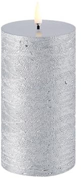 Uyuni Led Rustikale Kerze Silber - 7.8x15cm