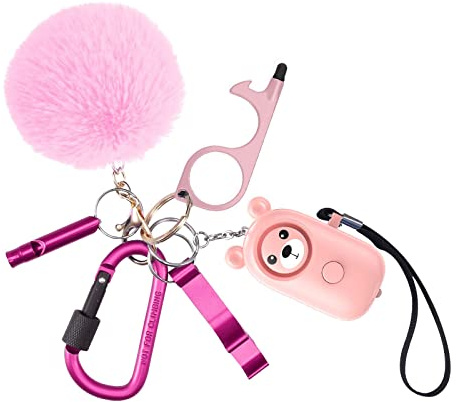 OQIMAX Taschenalarm 130dB, 6PCS Sicherheits Schlüsselanhänger Set, Lauter Schrillalarm mit LED-Licht, Selbstverteidigung Panikalarm Taschenalarm für Frauen (Rosa)