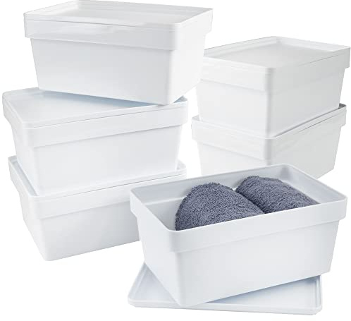 6 x Ordnungsbox Deckel stapelbar weiß DINA5 12cm 17x25x12cm 3,6L Kunststoff