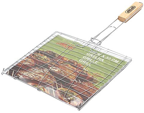 Grillkorb Pfannenwender mit Holzgriff 28 x 32 cm
