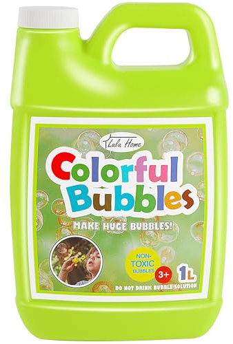Lulu Home Concentrated Bubble Solution, 1 L/ 33.8 OZ Refill for Bubble Machines, Giant Wands, and Blowers - Up to 2.5 Gallons for Kids' Birthday Parties