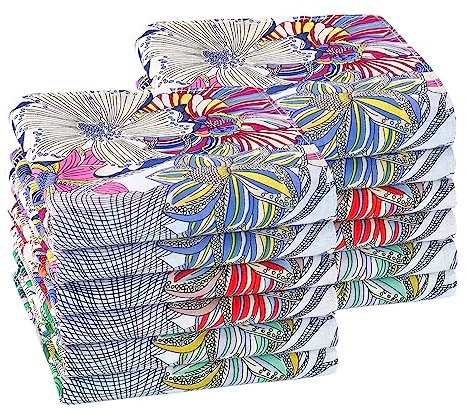 HOULIFE Damen Taschentücher – Blumentaschentücher, Stofftaschentücher Damen, Taschentuch Stoff aus Reiner 60S Gekämmte Baumwolle für Alltagsgebrauch Hochzeit, 45x45cm, 6/12 Stücke