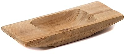 Bol en Teck | Bois de Teck, 30 cm | Bol en Bois Naturel, Bol en Bois de Racine, Plateau en Bois, Bol en Bois allongé, Plateau en Teck