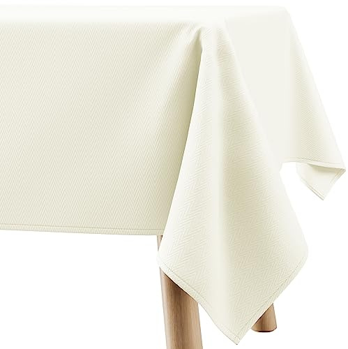 Filumi Tischdecke 150x350 cm Creme Abwaschbar Für Indoor Outdoor geometrisches Zickzackmuster Verte