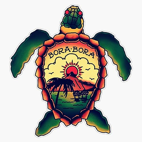 Bora Bora Old School Turtle Tattoo Vinyl Sticker Waterproof Decal Laptop Wall Window Bumper Sticker 5