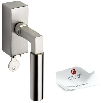 Beschläge Hamburg | Abschließbarer Fenstergriffe Fensterbeschlag | GRO Prime DK 20-44ZAMAK ABS | Antike Dreh-Kipp Fensterklinke mit 90° Raster | Fensterhebel in matt vernickelt/Edelstahl matt