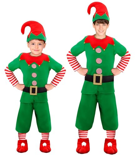 W WIDMANN MILANO Party Fashion – barndräkt älva, jultomten liten hjälpare, kobold, tomten, juldräkt