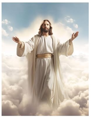 veces Leinwandbild, Jesus-Gemälde, religiöse Wanddekoration, abstrakte Wolke, christlicher Jesus, Wandkunst, Dekor, Druck, minimalistisches Bild und Poster für Wohnzimmer, Schlafzimmer, 70 x 110 cm,