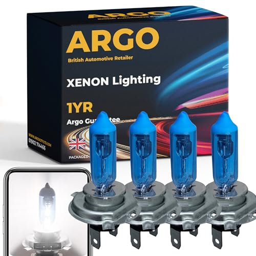 Argo 4 Pcs H4 Headlight Bulbs 100w Xenon White 6500k 12v Car Headlight Bulb High Low Dipped Main Beam Headlamp Super Ultra Bright Halogen Upgrade Car Light Bulbs 472 P43t 472c Headlight Bulbs
