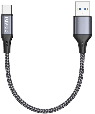 RAVIAD USB 3.0 Auf USB C Kabel Kurz 30CM, Schnellladekabel USB C Datenkabel | 5Gbps Nylon Geflochten QC 3.0 USB C Ladekabel für iPhone 17 16 15 Pro Max, Samsung Galaxy S26 S25, Macbook, iPad Pro, Pixel