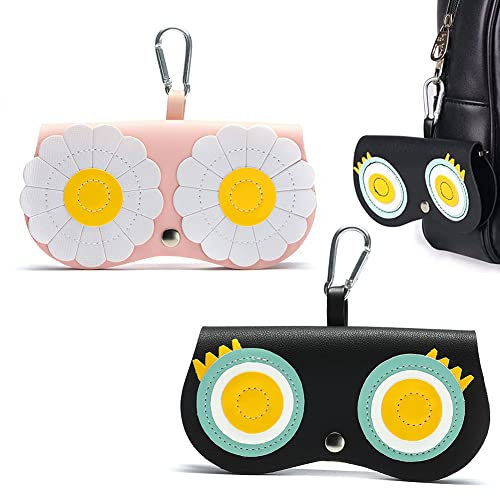 2 Stück Brillentasche, Sonnenbrillentasche Brillenetui Multifunktionale Brillenbox Brillenetui zum Anhängen Brillenklammer PU Tragbare Spiegeletui Sonnenbrillentasche Tasche Anhänger Für Damen Herren