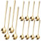 Lot de 4 cuillères à expresso dorées de 20 cm de long avec 8 mini cuillères à café de 13,3 cm - En acier inoxydable - Pour café, thé, dessert, glace